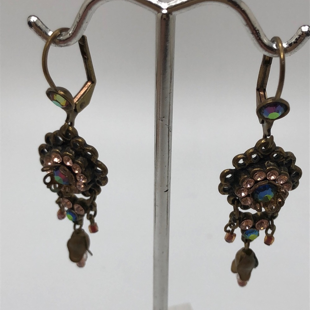 Elegant Earrings by Michal Negrin Brass Swarovski Crystals Marked M.N